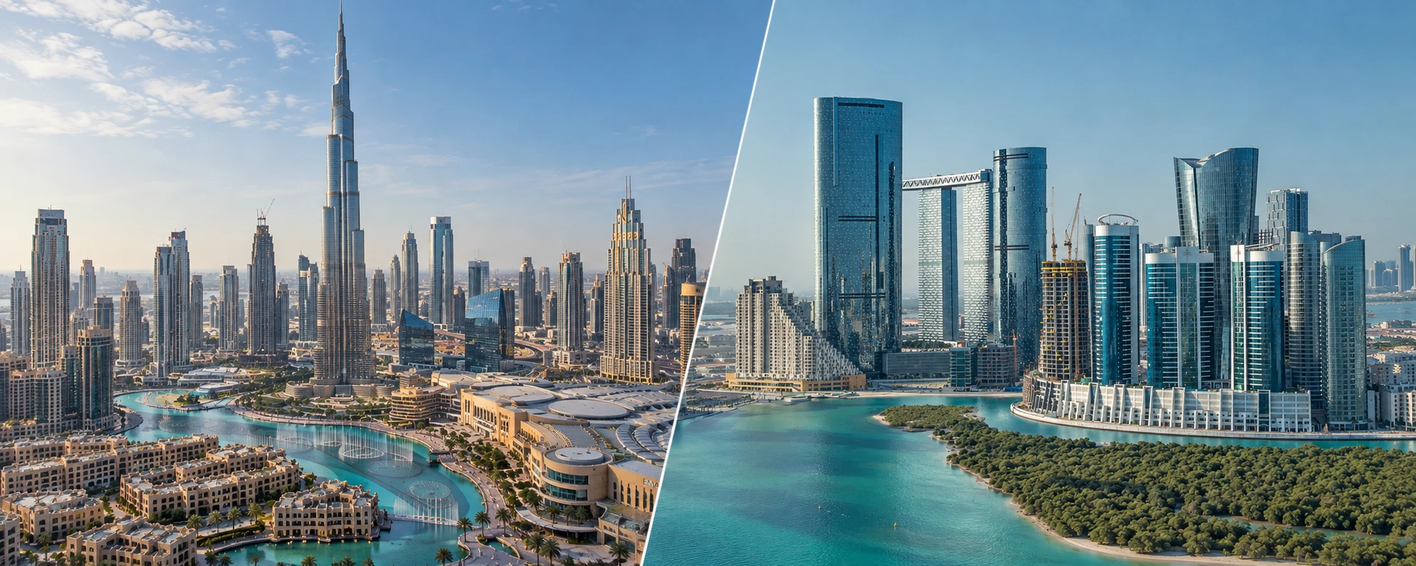 Downtown Dubaï et l'île d'Al Reem à Abu Dhabi